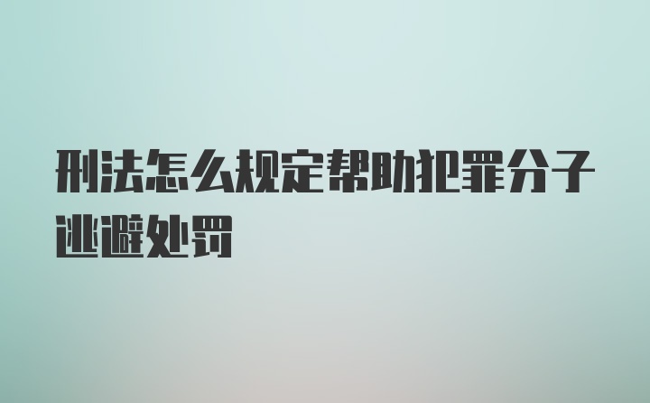 刑法怎么规定帮助犯罪分子逃避处罚