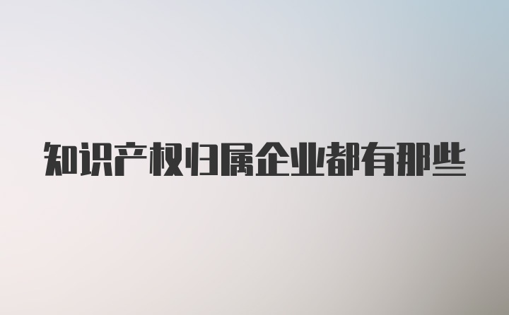 知识产权归属企业都有那些