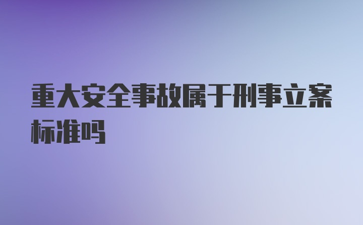 重大安全事故属于刑事立案标准吗