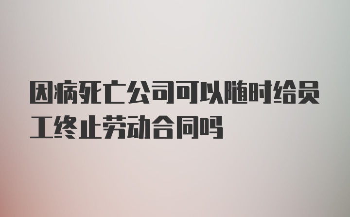 因病死亡公司可以随时给员工终止劳动合同吗