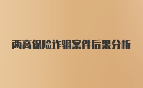 两高保险诈骗案件后果分析