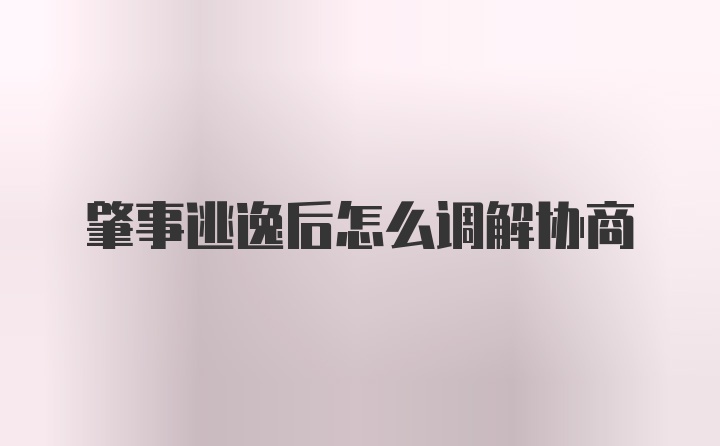 肇事逃逸后怎么调解协商