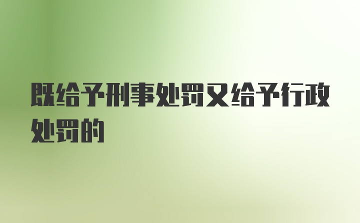 既给予刑事处罚又给予行政处罚的