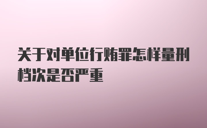 关于对单位行贿罪怎样量刑档次是否严重