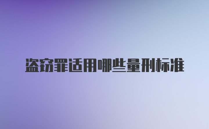 盗窃罪适用哪些量刑标准