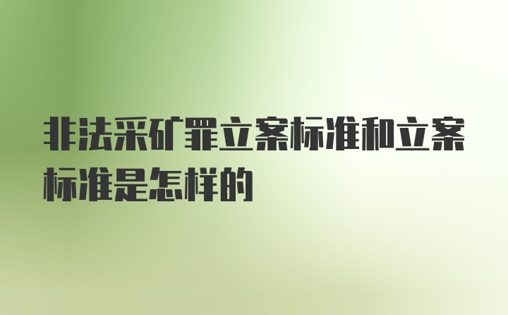 非法采矿罪立案标准和立案标准是怎样的