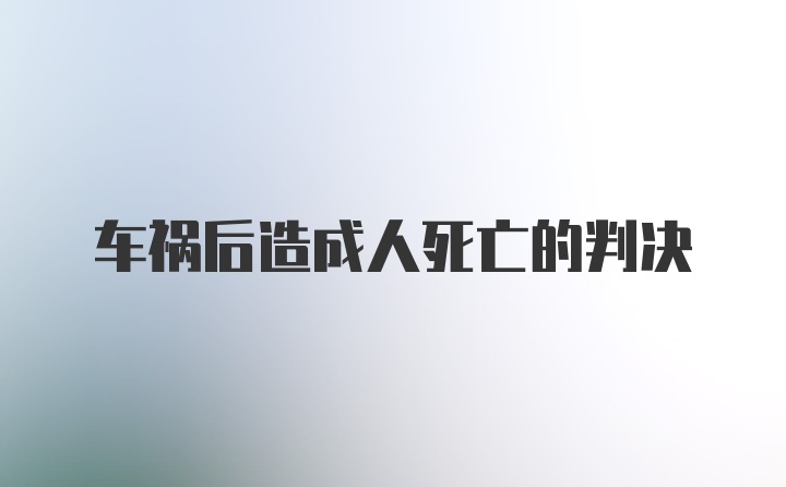 车祸后造成人死亡的判决