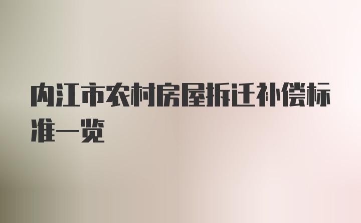 内江市农村房屋拆迁补偿标准一览