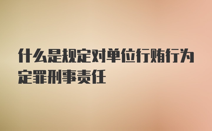 什么是规定对单位行贿行为定罪刑事责任