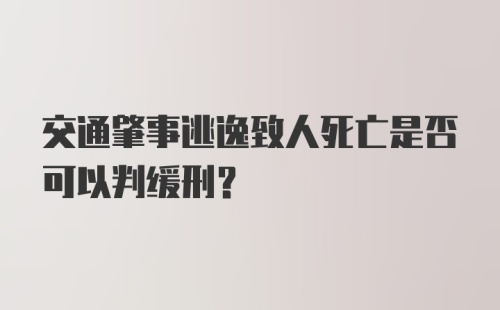 交通肇事逃逸致人死亡是否可以判缓刑?