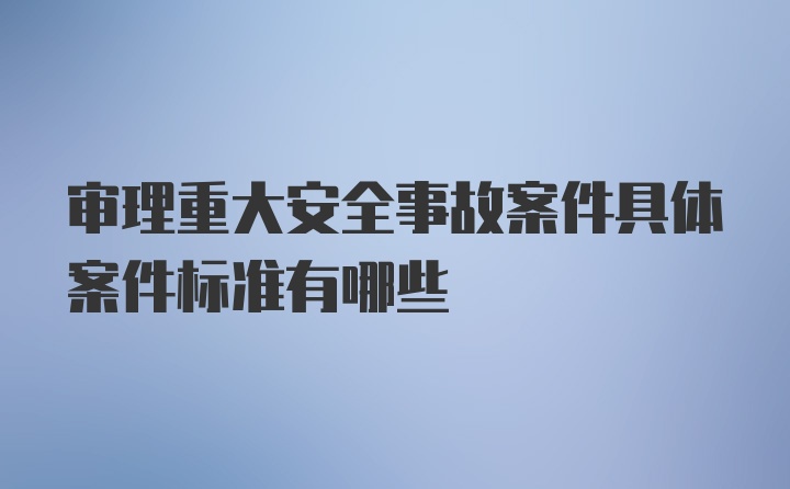 审理重大安全事故案件具体案件标准有哪些