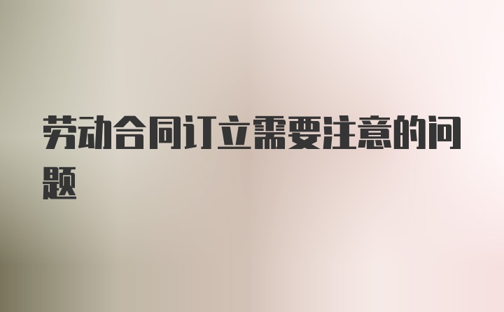 劳动合同订立需要注意的问题