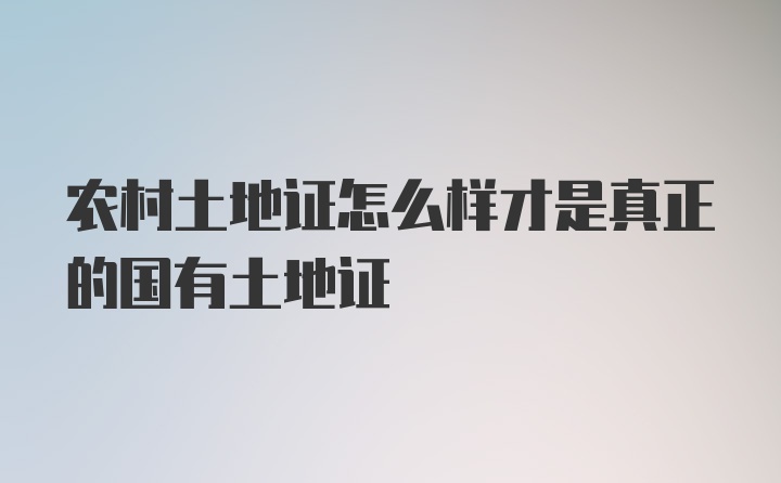 农村土地证怎么样才是真正的国有土地证