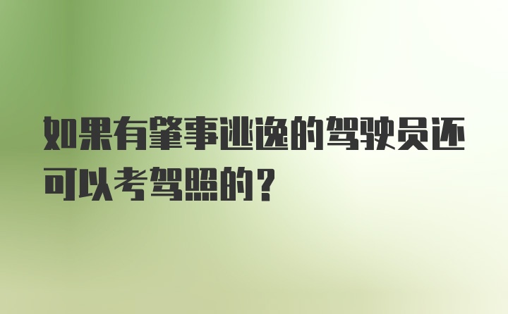 如果有肇事逃逸的驾驶员还可以考驾照的？