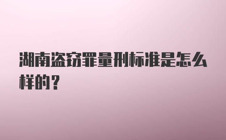 湖南盗窃罪量刑标准是怎么样的？