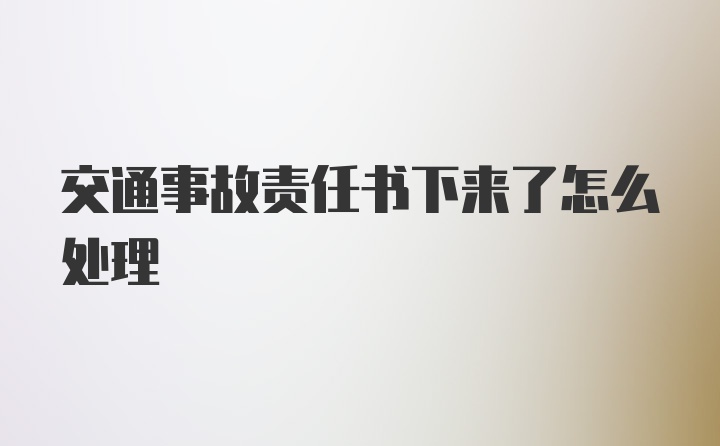 交通事故责任书下来了怎么处理