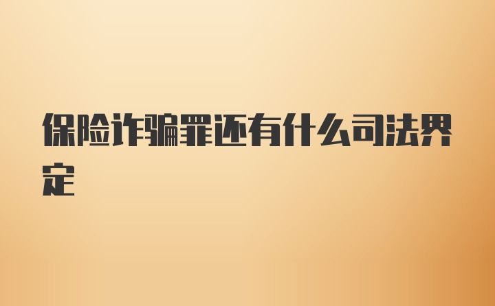 保险诈骗罪还有什么司法界定