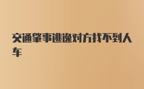 交通肇事逃逸对方找不到人车