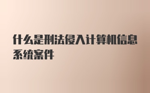 什么是刑法侵入计算机信息系统案件