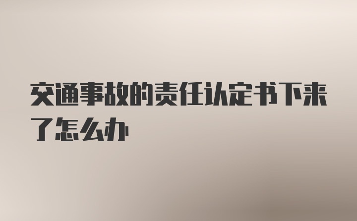 交通事故的责任认定书下来了怎么办