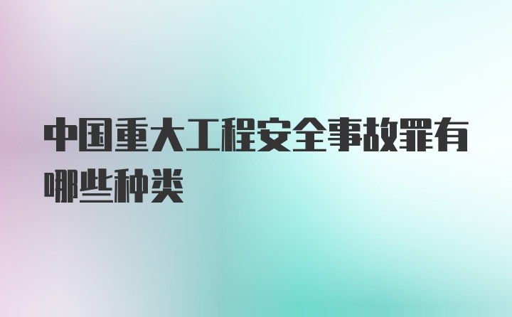 中国重大工程安全事故罪有哪些种类