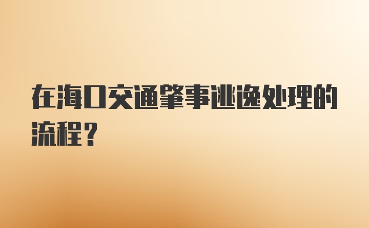 在海口交通肇事逃逸处理的流程？