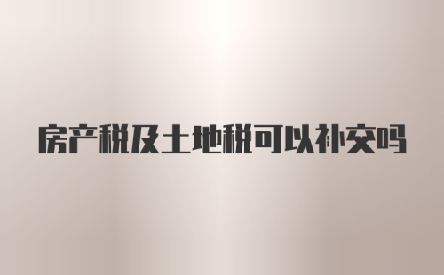 房产税及土地税可以补交吗