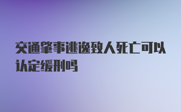 交通肇事逃逸致人死亡可以认定缓刑吗