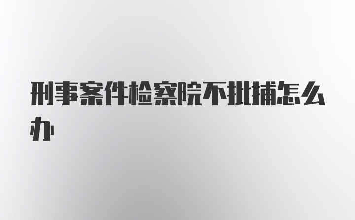 刑事案件检察院不批捕怎么办