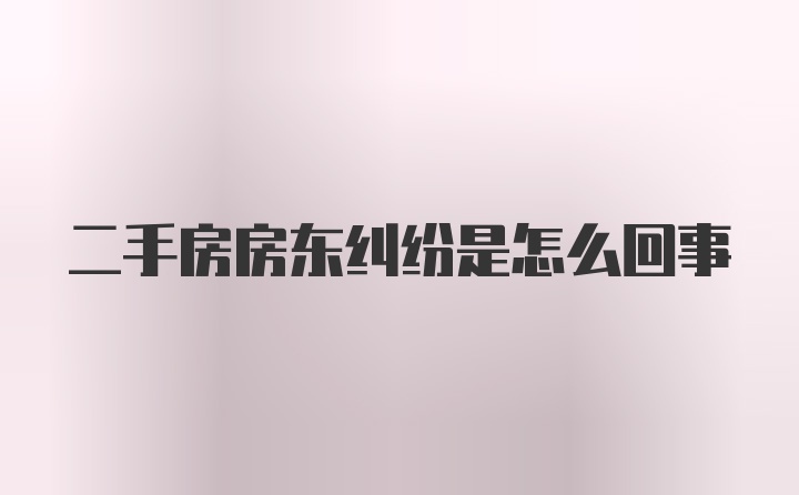 二手房房东纠纷是怎么回事