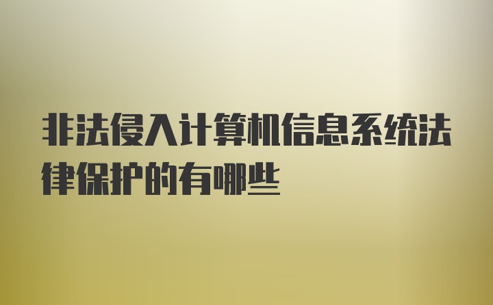 非法侵入计算机信息系统法律保护的有哪些