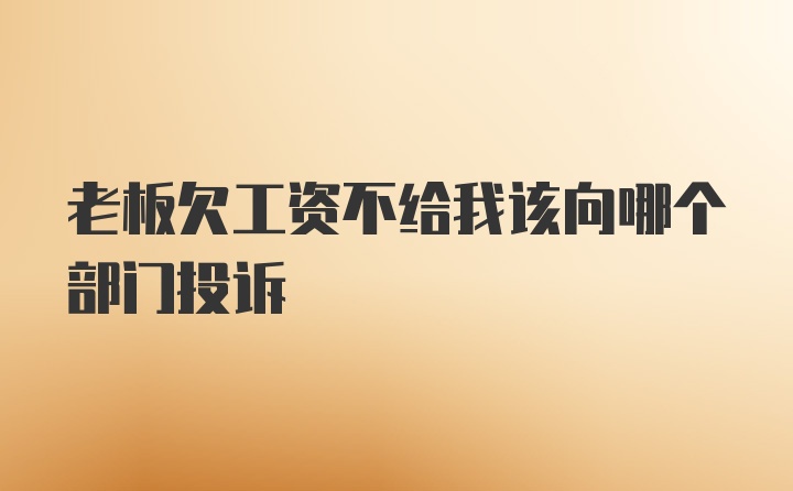 老板欠工资不给我该向哪个部门投诉