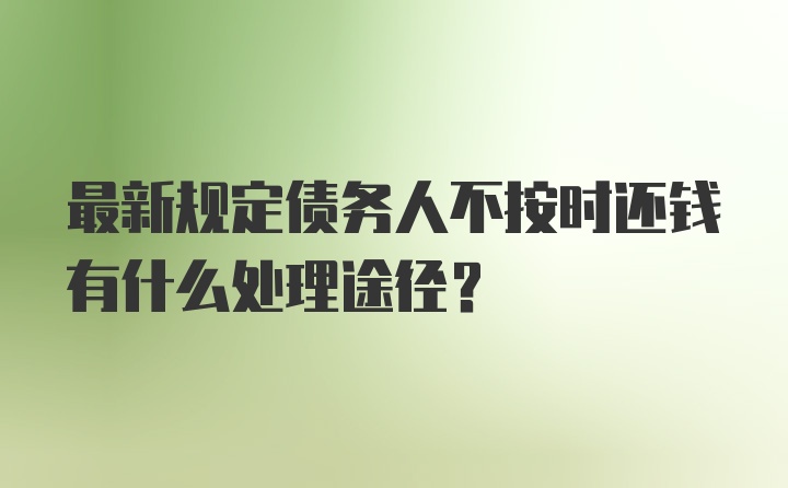 最新规定债务人不按时还钱有什么处理途径？