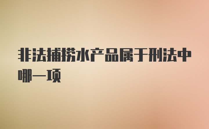 非法捕捞水产品属于刑法中哪一项