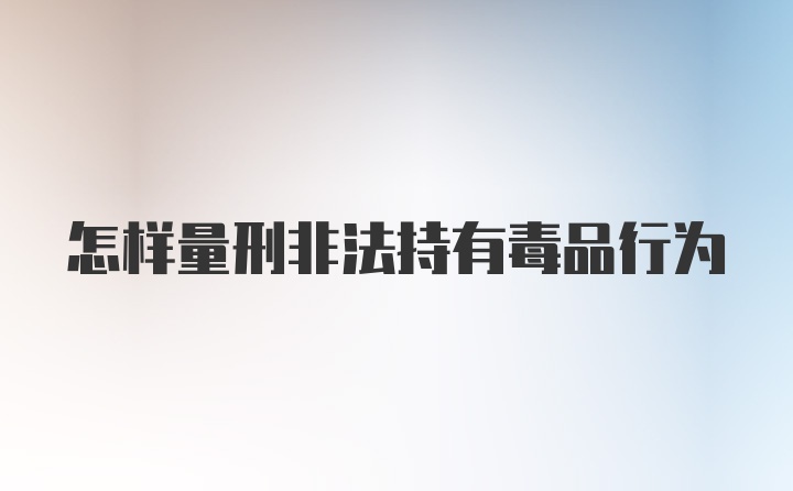 怎样量刑非法持有毒品行为