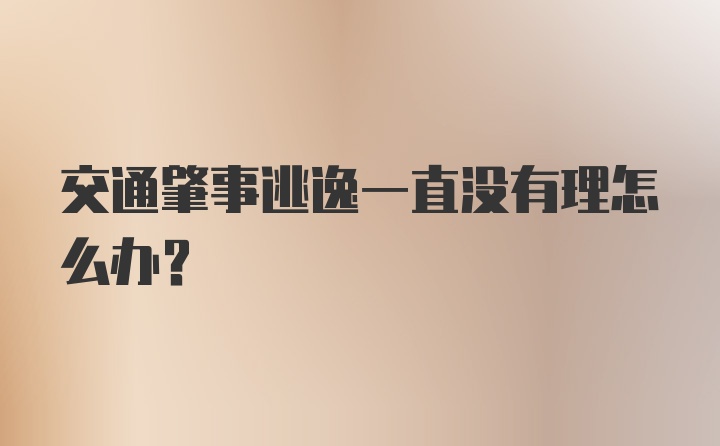 交通肇事逃逸一直没有理怎么办?