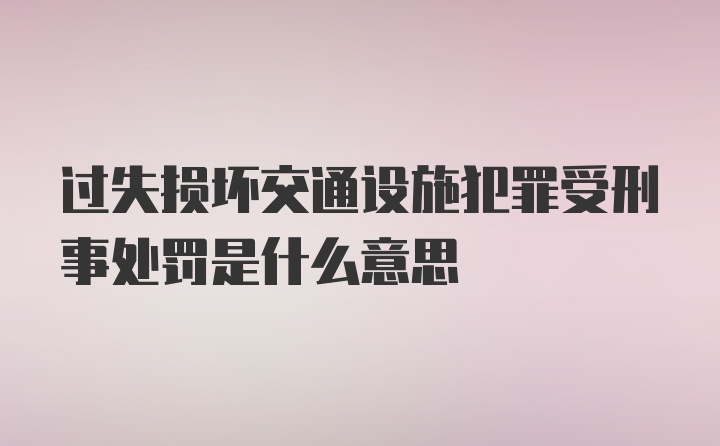 过失损坏交通设施犯罪受刑事处罚是什么意思