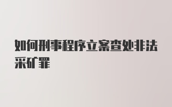 如何刑事程序立案查处非法采矿罪