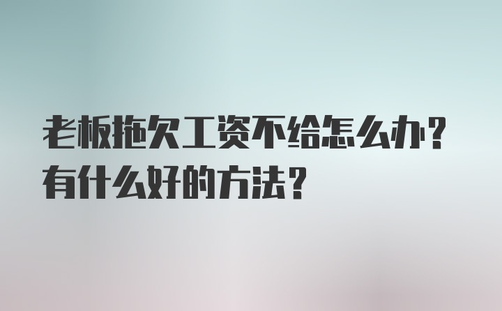 老板拖欠工资不给怎么办？有什么好的方法？