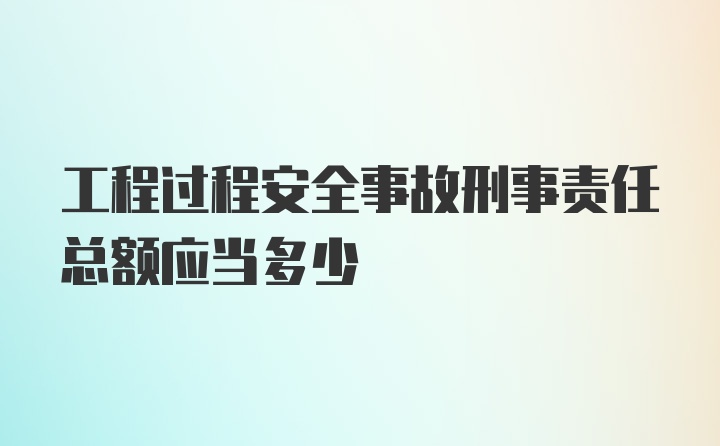 工程过程安全事故刑事责任总额应当多少