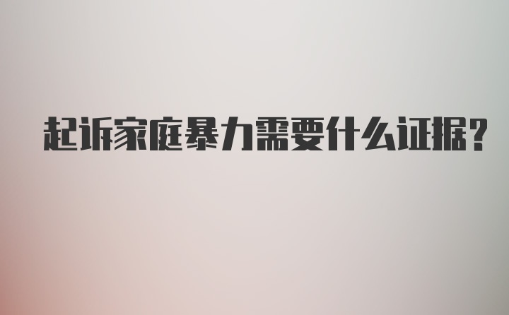 起诉家庭暴力需要什么证据？