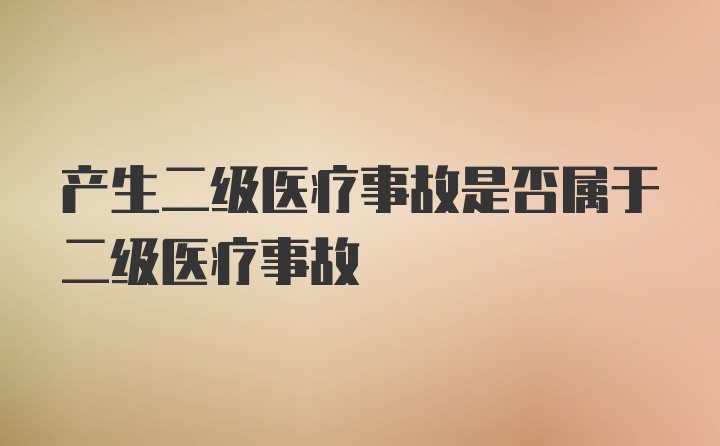 产生二级医疗事故是否属于二级医疗事故