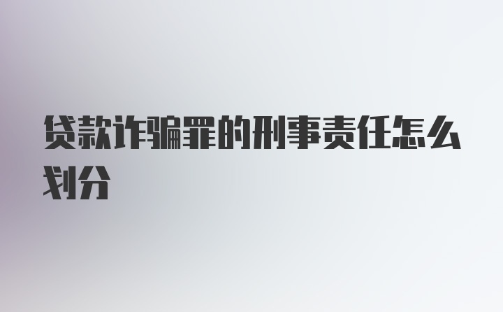 贷款诈骗罪的刑事责任怎么划分