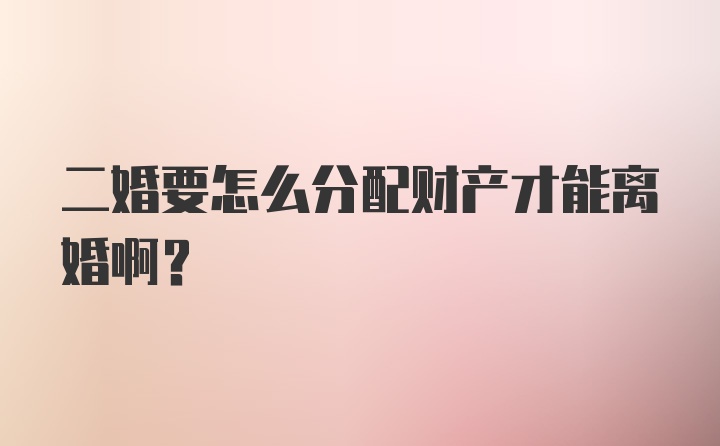 二婚要怎么分配财产才能离婚啊？