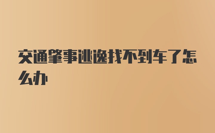 交通肇事逃逸找不到车了怎么办