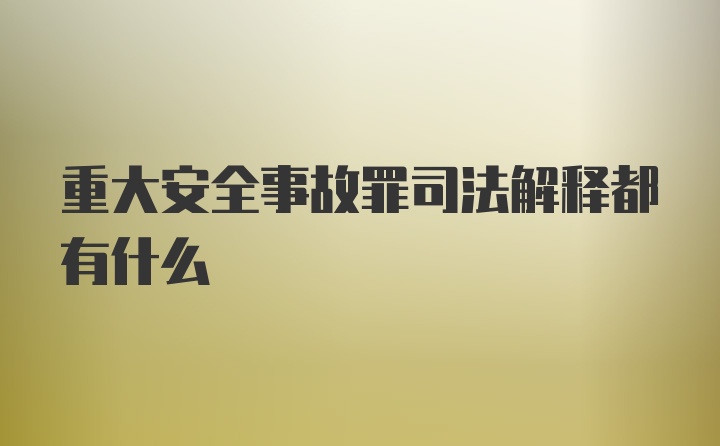 重大安全事故罪司法解释都有什么