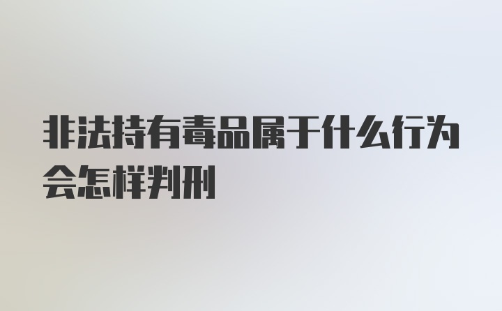 非法持有毒品属于什么行为会怎样判刑