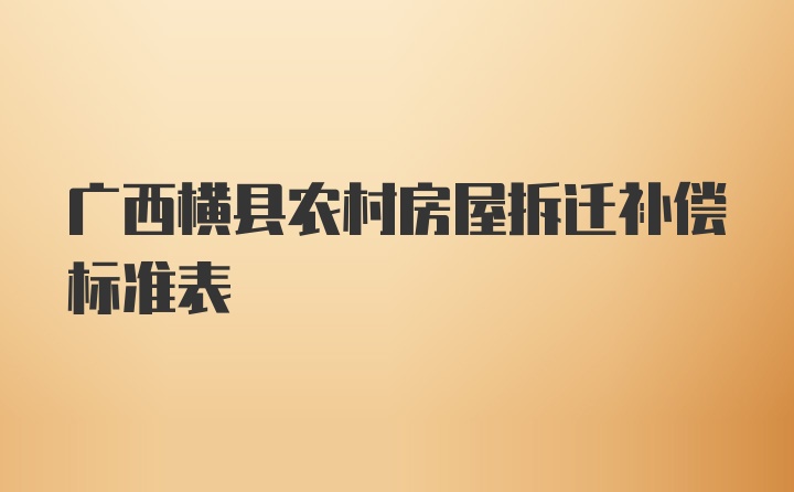 广西横县农村房屋拆迁补偿标准表