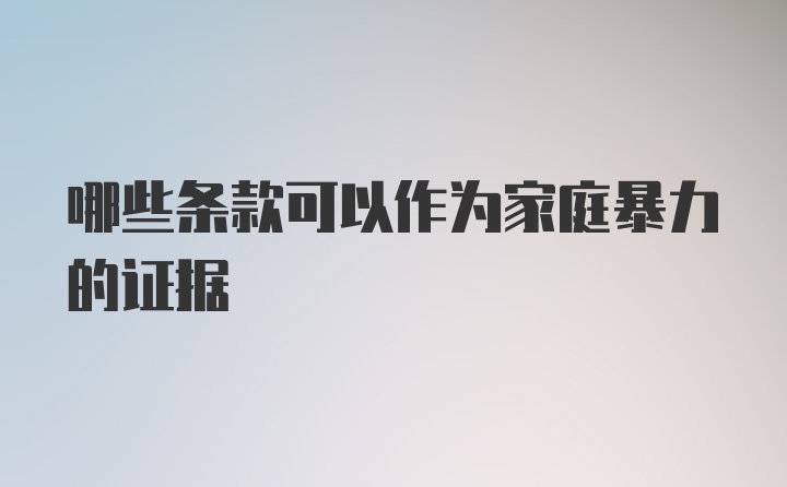 哪些条款可以作为家庭暴力的证据