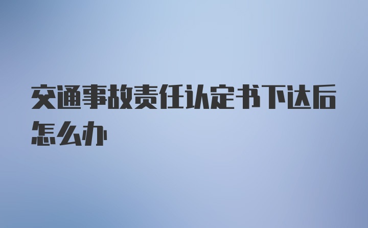 交通事故责任认定书下达后怎么办